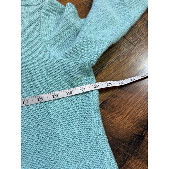 Soft Surroundings Luxe Sherpa Pullover L 1/4 Zip Fleece Sweatshirt GREEN Plush - Picture 6 of 7